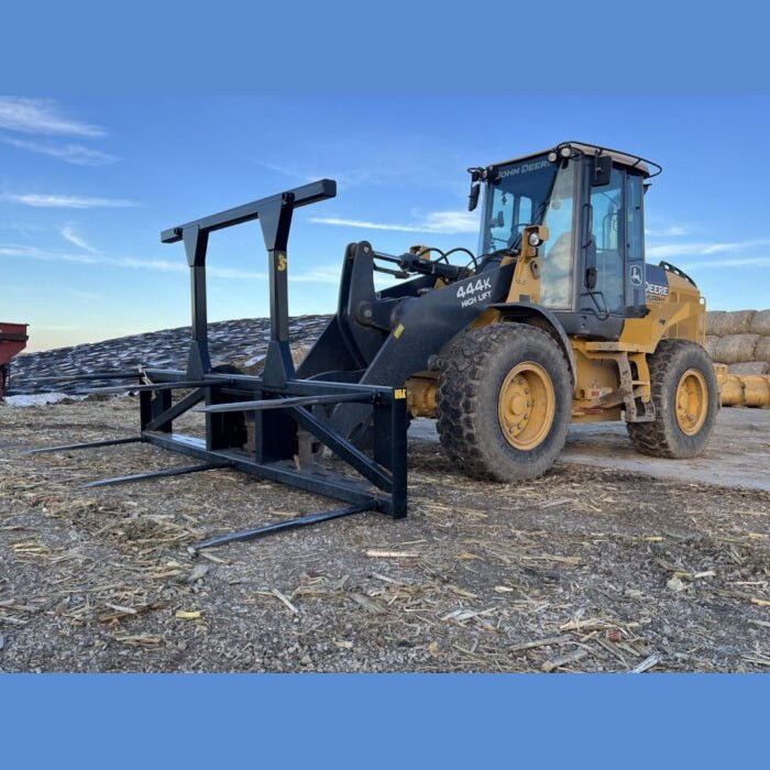Stinger Attachments Wheel Loader Bale Spear – Series 5 (BS5 - 3) 3 Bale or (BS5 - 5) 5 Bale Large Round Bale Mover - Stinger Attachments - Beacon Attachments
